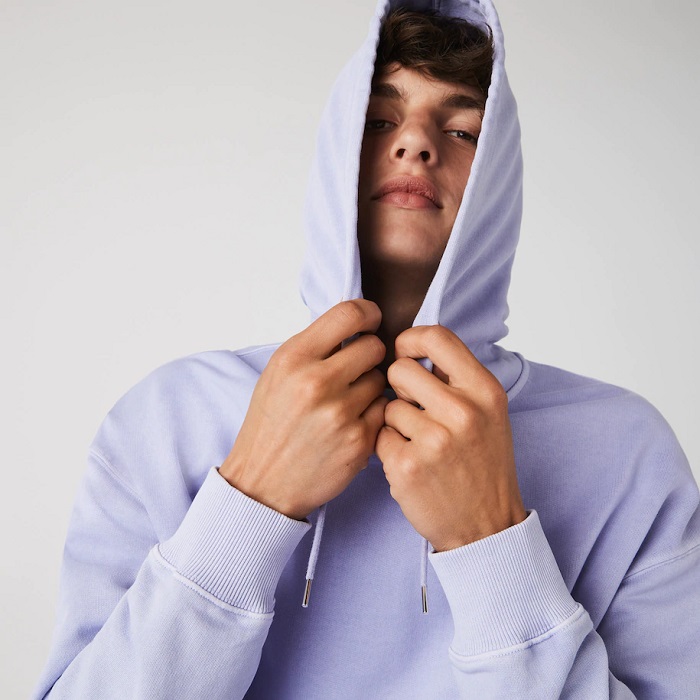 Sweatshirt à capuche ample en molleton Lacoste Collab CONCEPTS Violet