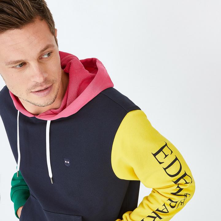 Sweatshirt à capuche Eden Park 80's en molleton colorblock pour Homme
