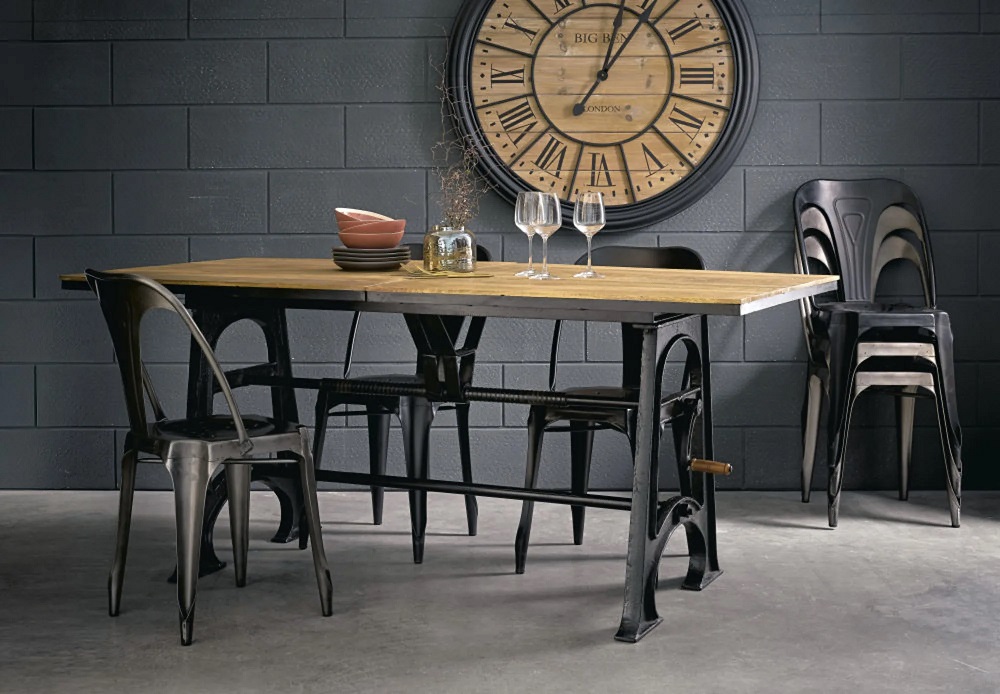 Table à manger indus extensible MANIVELLE 8 à 10 personnes - Maisons du Monde