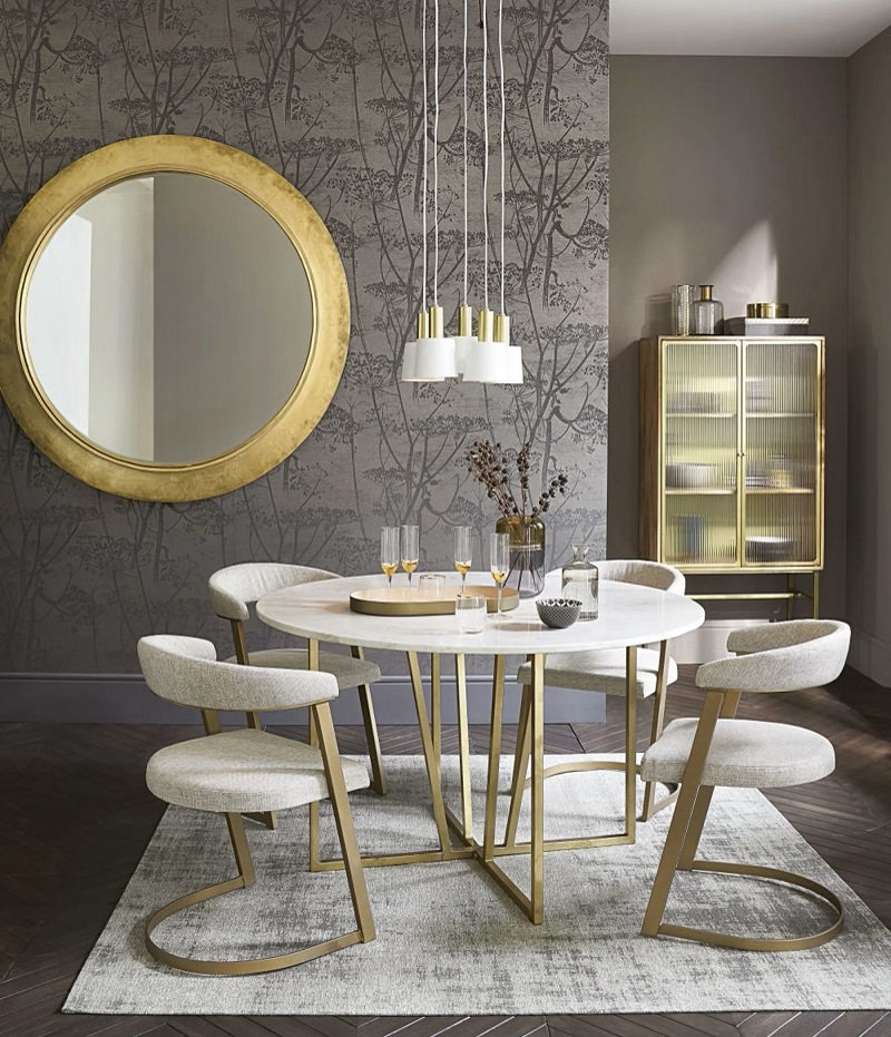 Table à manger ronde MIDTOWN en marbre blanc 6/7 personnes - Maisons du Monde