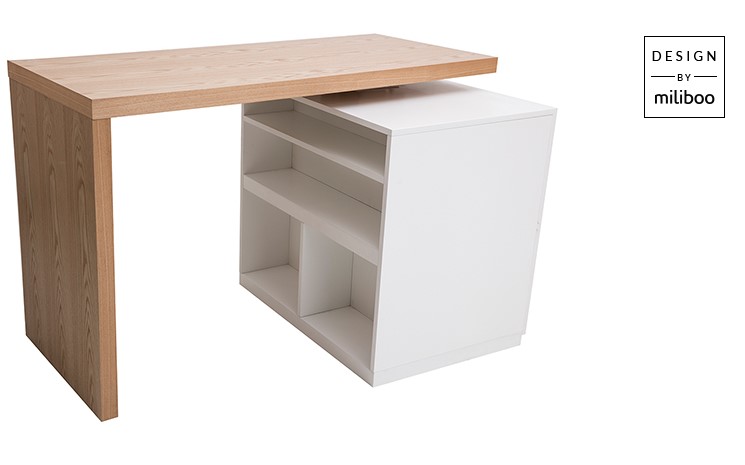 Table de bar modulable MAX avec rangement blanc mat et chêne