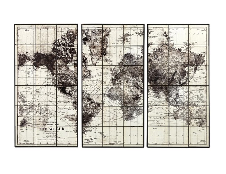 Triptyque Carte du monde Lindbergh en céramique noire - Maisons du Monde