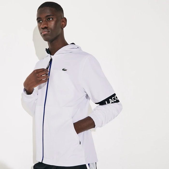 Veste zippée à capuche Lacoste SPORT déperlante pour Homme