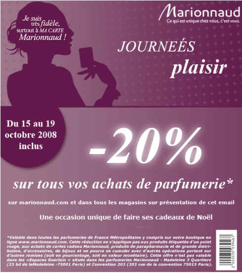 Marionnaud Journées plaisir - 20% sur la Parfumerie - Marionnaud une occasion unique de faire ses cadeaux de NOËL