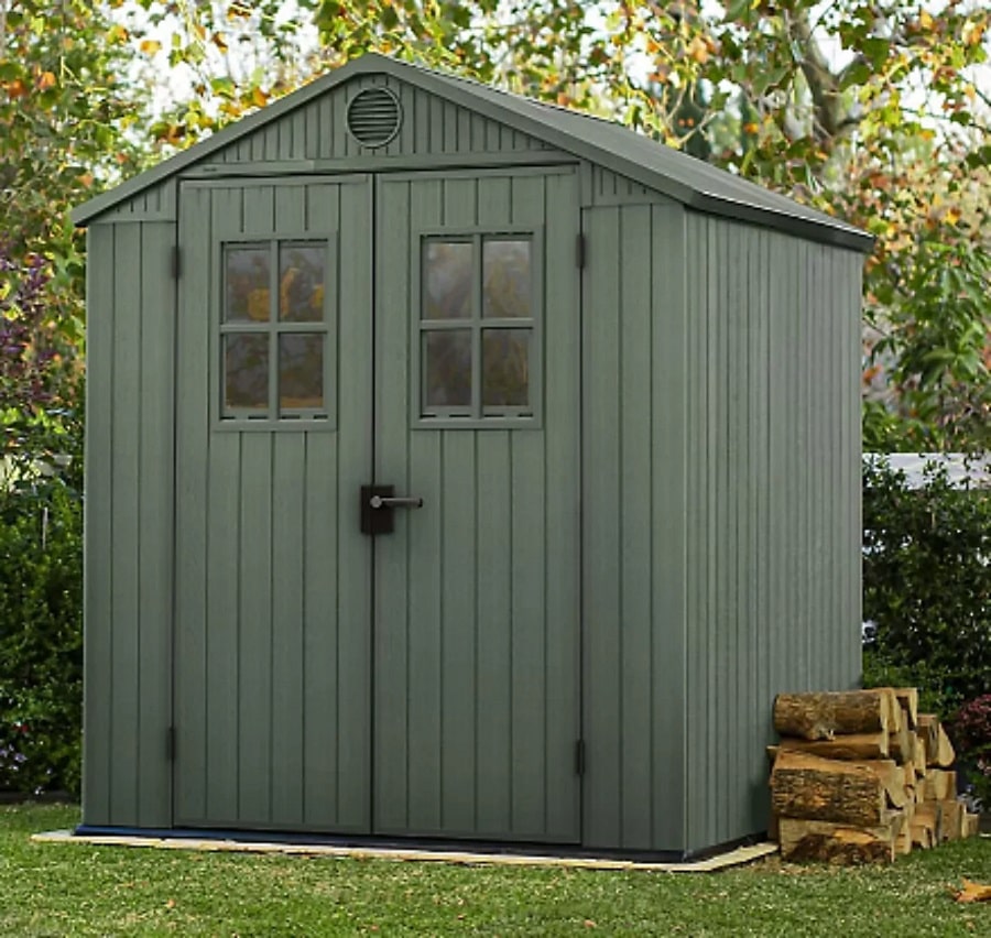 Abri de jardin DARWIN 66 KETER 3.3 m² en résine imitation bois coloris vert