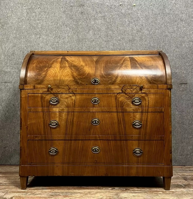 Bureau époque Louis XVI à cylindre et à système en noyer - Selency