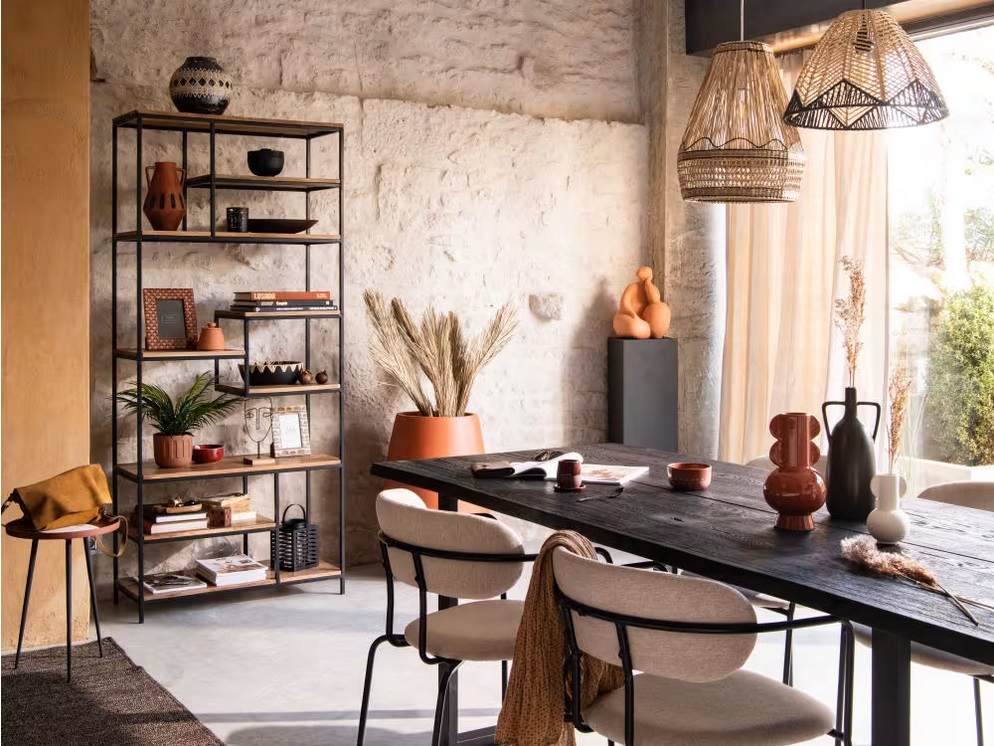 Etagère industrielle SEGMENT en métal noir mat et manguier - Etagère Maisons du Monde