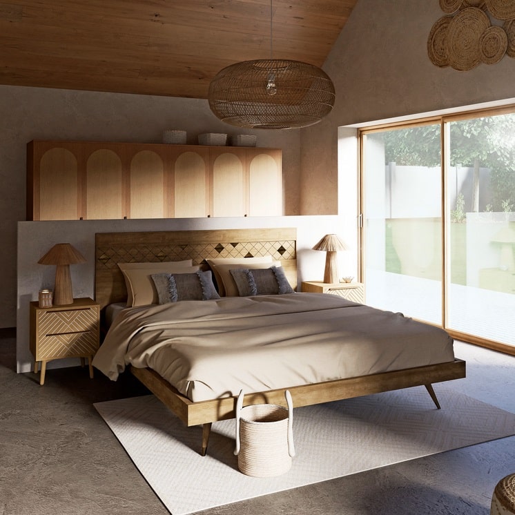 Lit SALOME 180x200 cm en bois de manguier avec tête de lit - Maisons du Monde