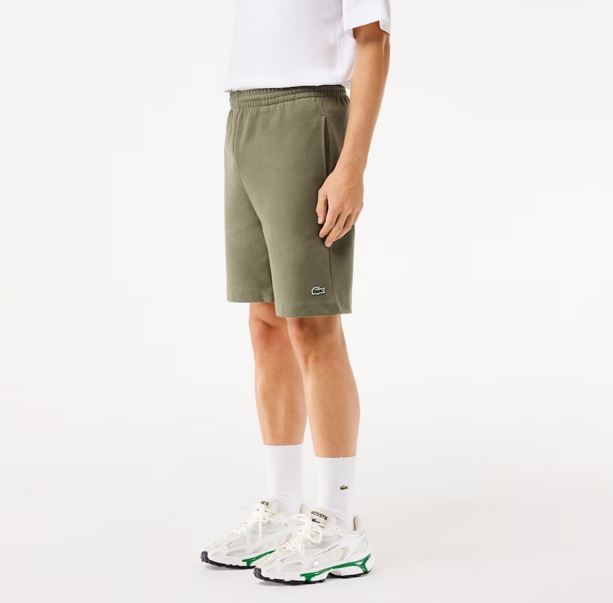 Short Jogger Homme Lacoste en Molleton Vert Kaki 