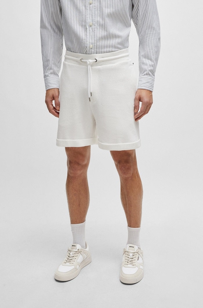 BOSS LASDUN Short Oversized Fit avec finitions argentées Blanc