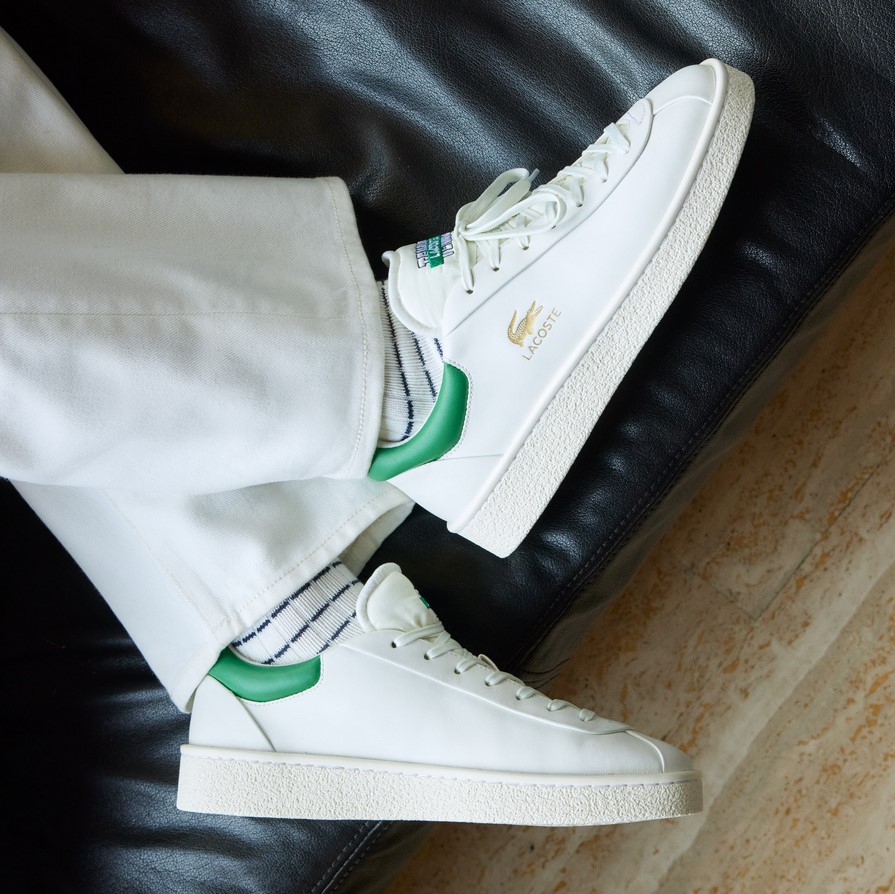 Sneakers Baseshot Premium Homme Lacoste en cuir Blanc/Vert