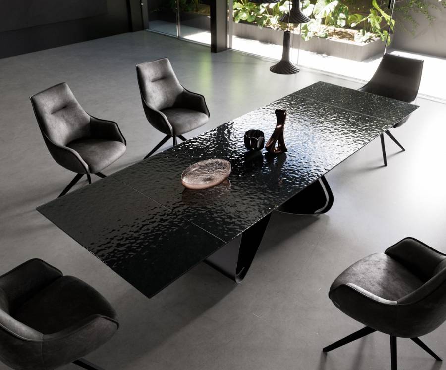 Table à manger EDGE BOOT en acacia marron cadre croisé rectangle noir bord suisse 200x100 cm - Delife