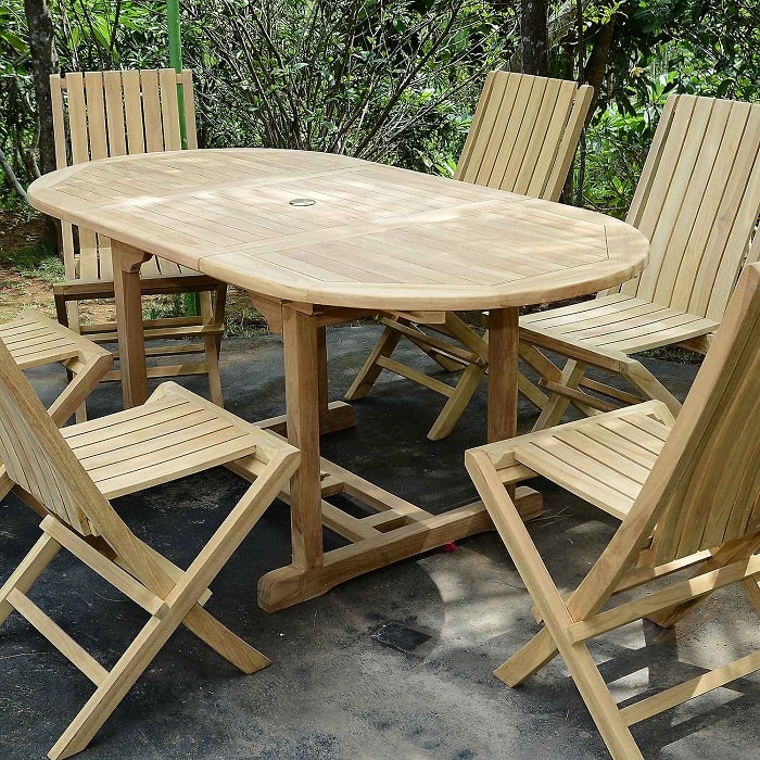Table de Jardin extensible ovale SIRIUS 8 places en teck massif - Castorama