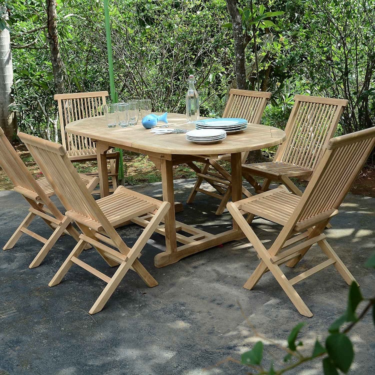 Table de Jardin extensible ovale SIRIUS 8 places en teck massif - Castorama