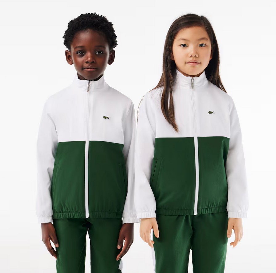 Veste de survêtement zippée Sportsuit Enfants Lacoste color-block Blanc/Vert