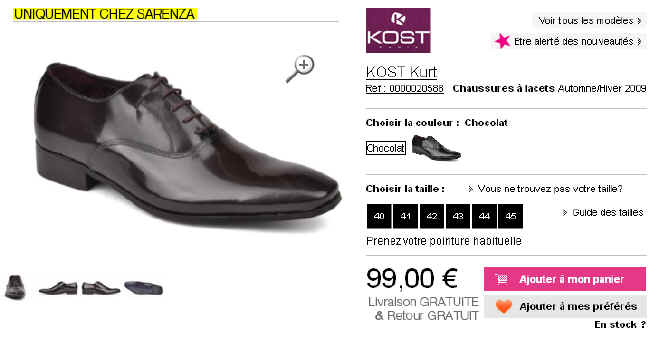 Chaussures Kurt Kost à lacets pour Homme chez Sarenza
