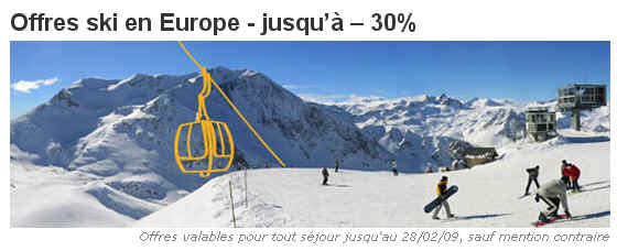 Offres ski en Europe - jusqu’à – 30%