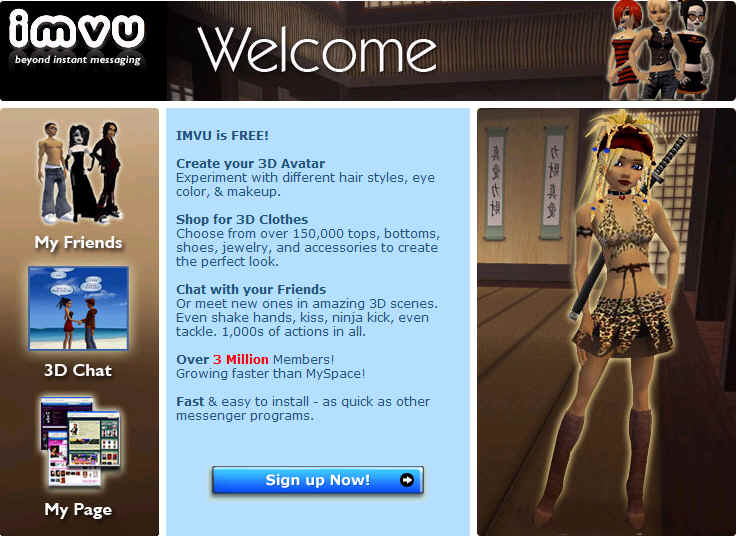 IMVU 3D chat - IMVU 3D chat room - Telecharger Imvu Messenger et jouer dans un Monde en 3D - Imvu Tchat gratuit
