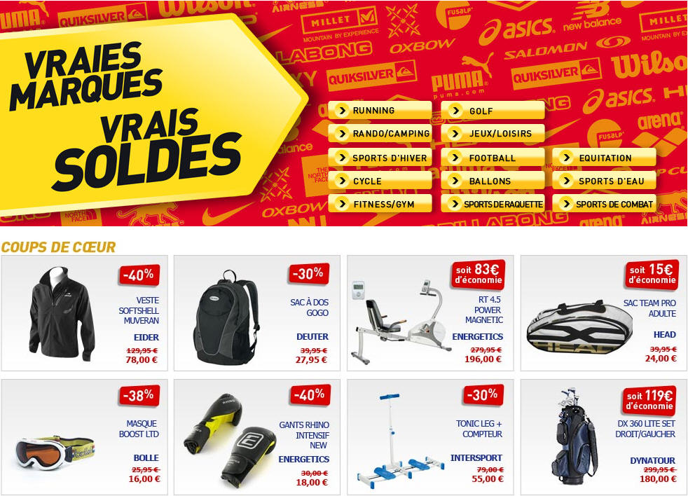 SOLDES Intersport - Soldes -70% sur tout le Sport chez Intersport.fr