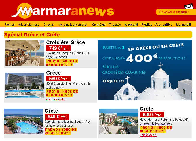 Marmara Promo Grece et Crete Partir à 2 - 400 Euros de Reduction