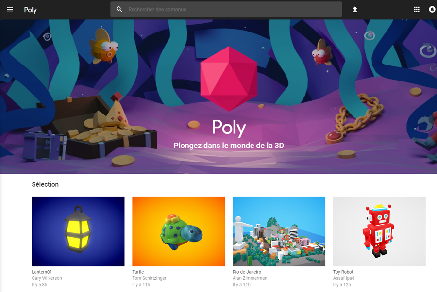 Google lance Poly, une immense librairie d'objets 3D gratuits