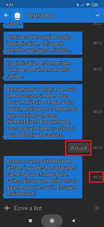 Textra Bot vous dévoile les astuces pour mieux se servir de l’application. © Delicious Inc.