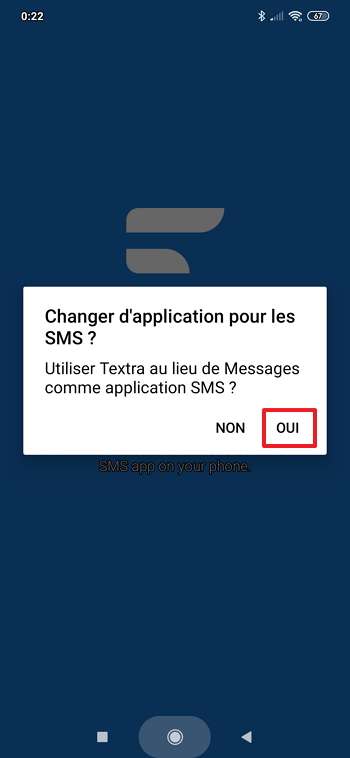 Définissez Textra comme application SMS par défaut. © Delicious Inc.