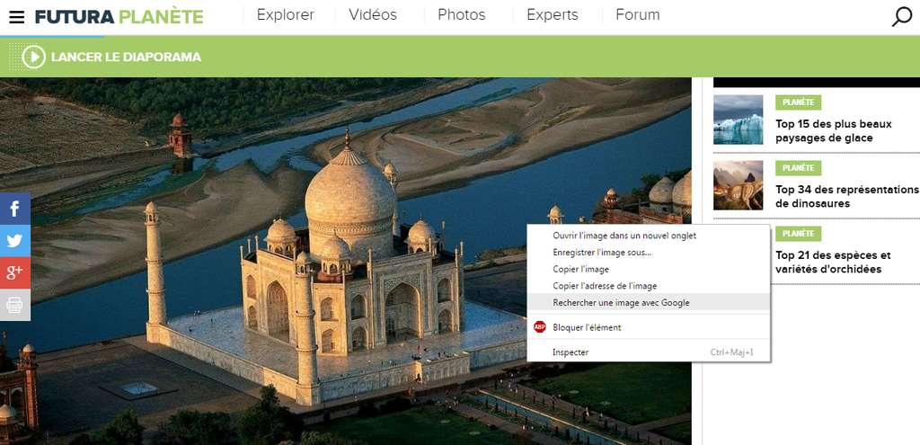 La recherche d’une image sur Google peut se faire d’un clic droit depuis les navigateurs Chrome ou Firefox. © Futura