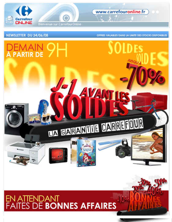 Soldes Carrefour - 70 % Les SOLDES commencent DEMAIN AVEC Carrefour Online... En attendant faîtes de BONNES AFFAIRES !