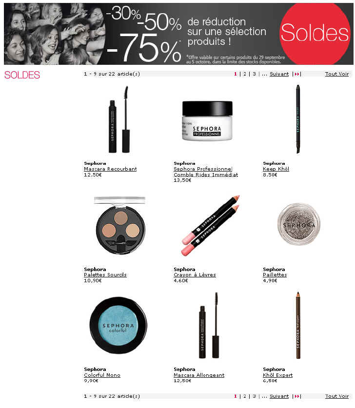 SOLDES Sephora - Soldes Jusqu'à 75% de réduction chez Sephora.fr