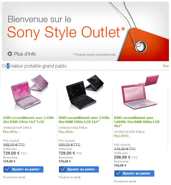 Sony Style vente au rabais Sony Style