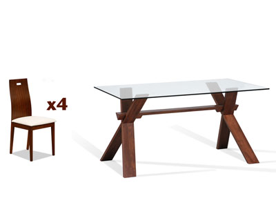 Table Tv Conforama - Table 150 cm + 4 chaises KINGSTON Prix 356,30 Euros