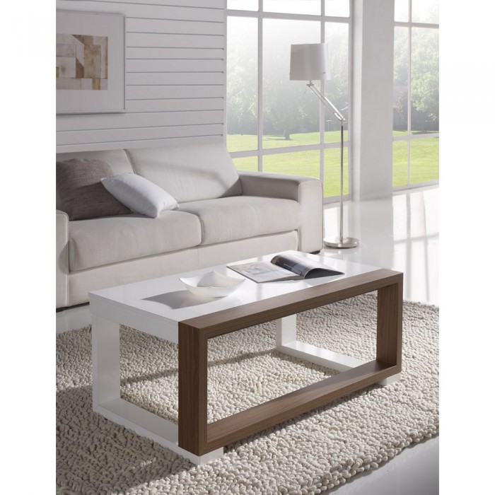 Table basse Atylia - Table basse noyer et blanche Dream