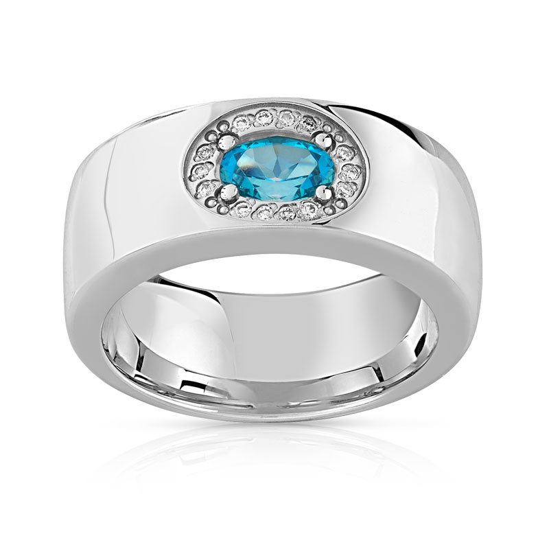 Bagues Maty Bijoux - Bague argent topaze bleue diamants