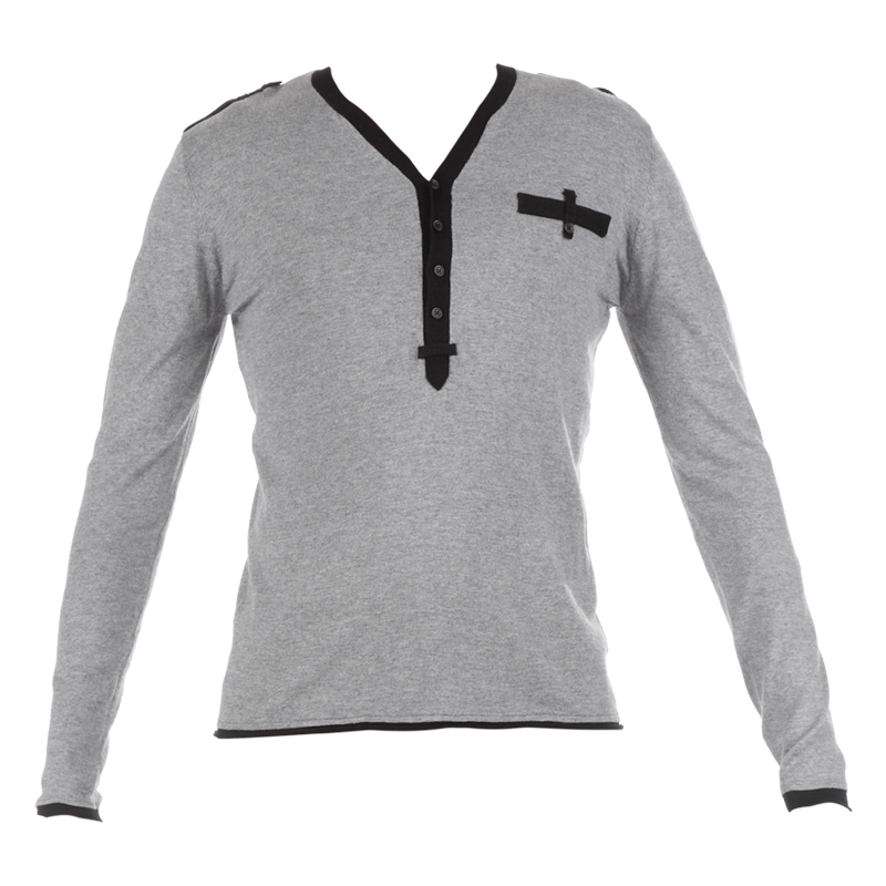 Pull Homme Monshowroom - Pull bicolore Hervé Gris Eleven