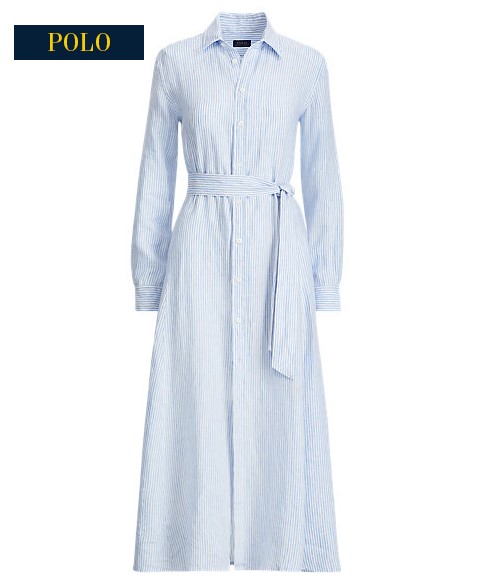 Robe-chemise rayée en lin Polo Ralph Lauren