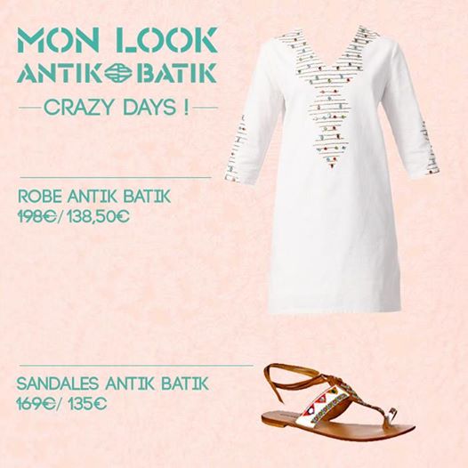 Robe avec perles en toile de canevas Diega Blanc Antik Batik - Robe Monshowroom