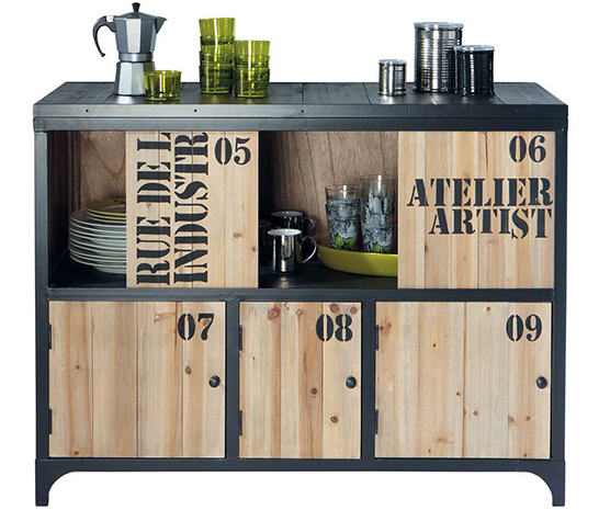 Bar PrivateFloor - Bar vintage vieilli Acier industriel et bois Atelier artist