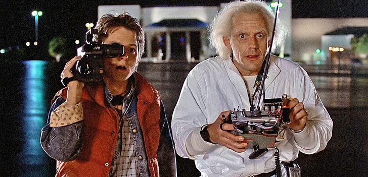 Marty et Doc (Michael J. Fox et Christopher Lloyd) dans "Retour vers le futur" (1985). (Robert Zemeckis)