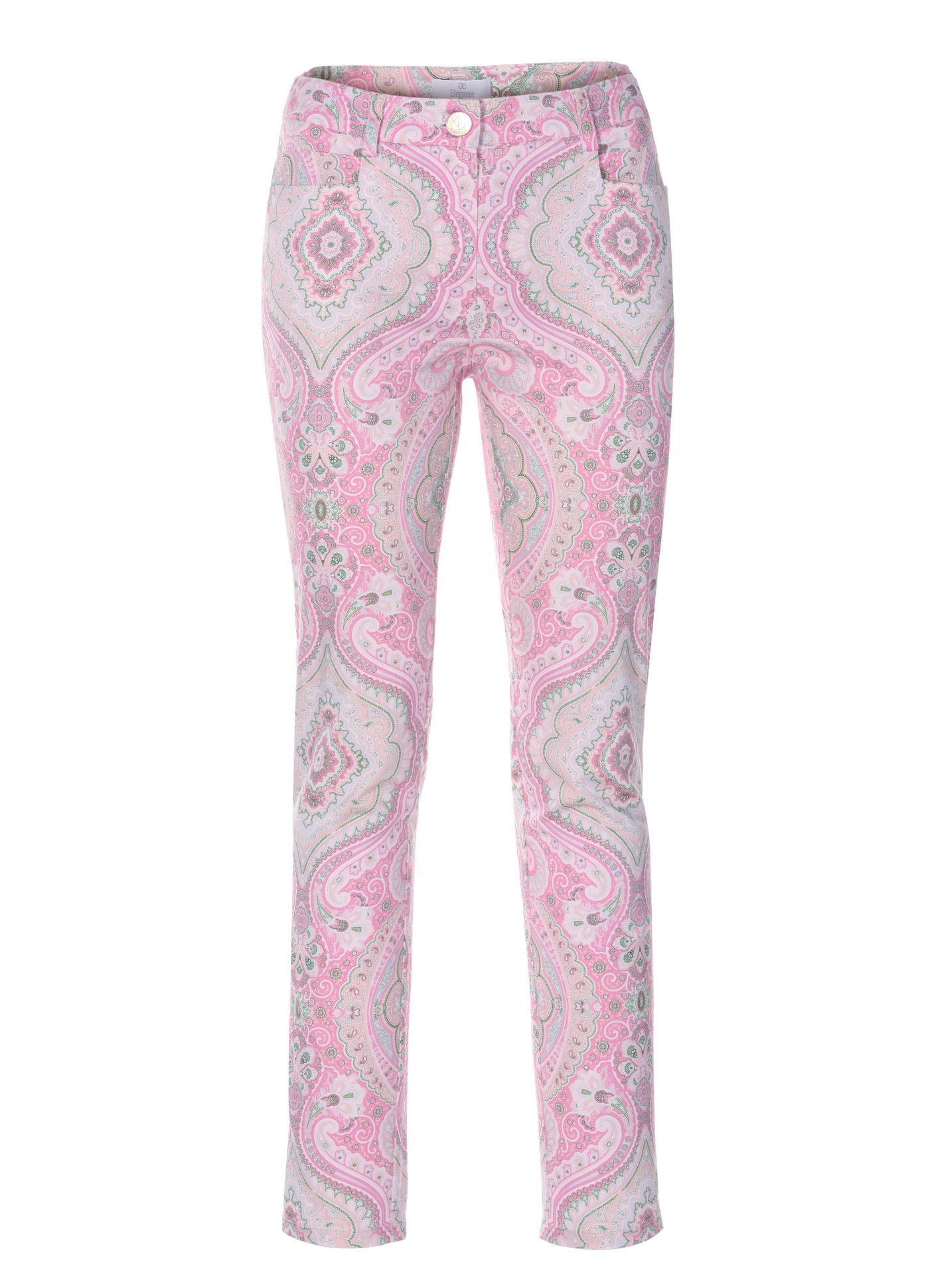 Pantalon Elégance Paris - Pantalon en coton rose multicolore Elégance