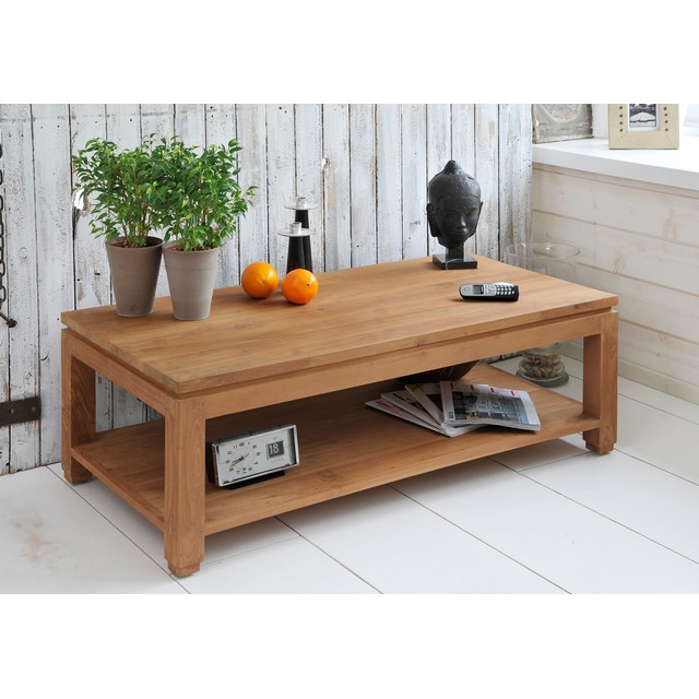 Table Basse Mistergooddeal - Table basse rectangulaire TECK Table basse, 120 x 60 cm Prix 299,99 Euros
