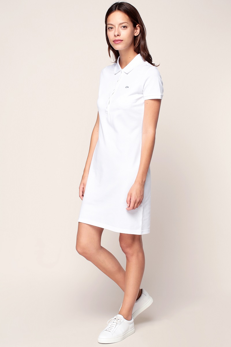 Lacoste Robe polo blanche avec logo brodé - Monshowroom