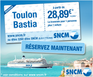Sncm Traversée Corse pas Cher Toulon / Bastia 28,89 euros