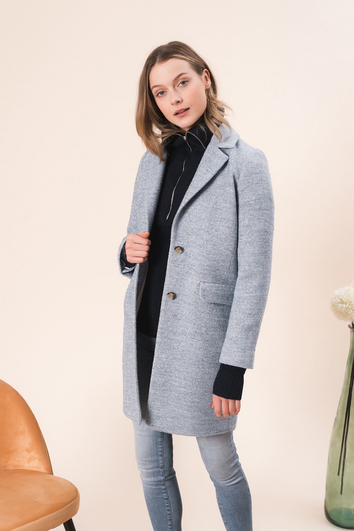 Caroll Manteau Marin 24% laine gris