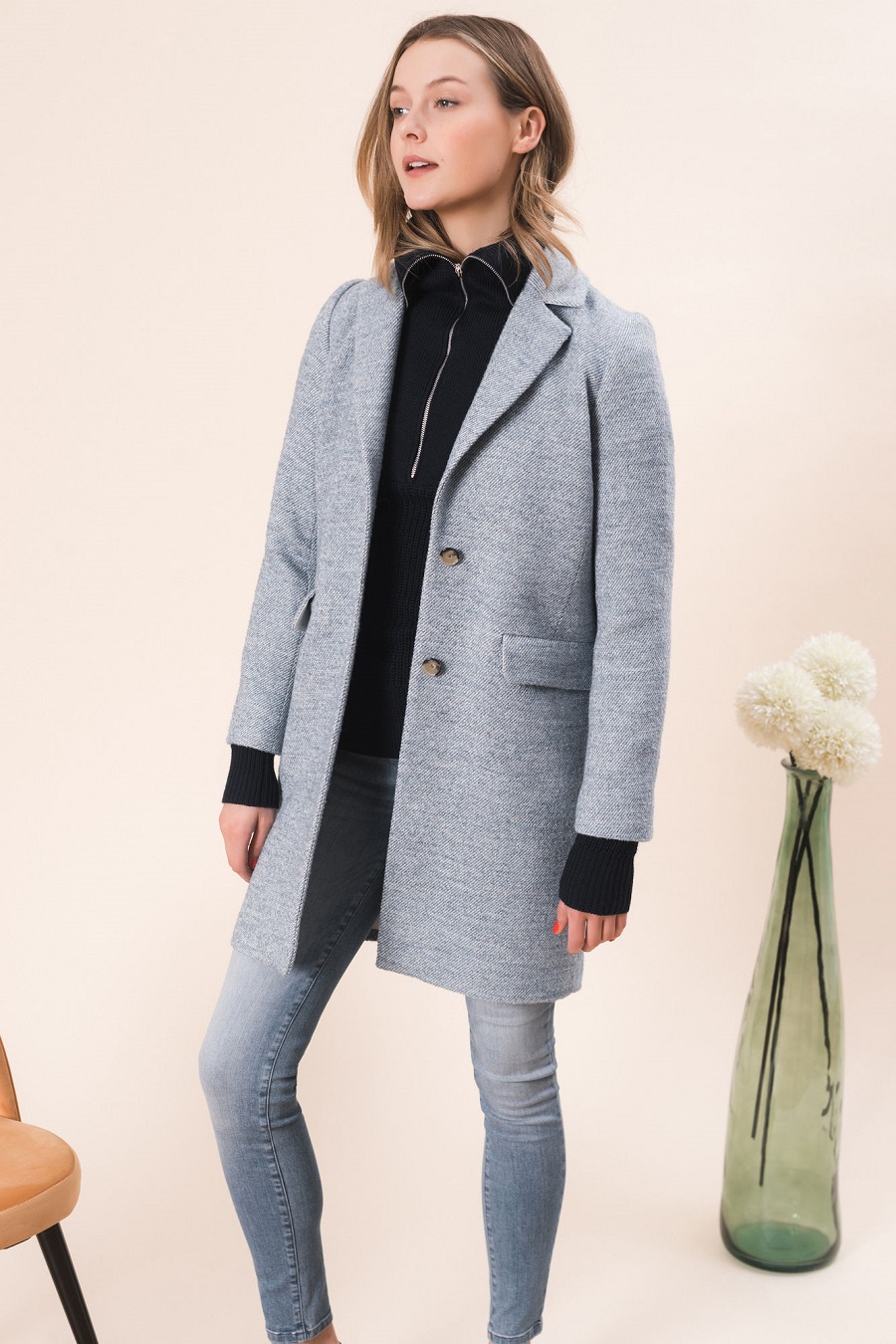 Manteau laine femme gris clair deals
