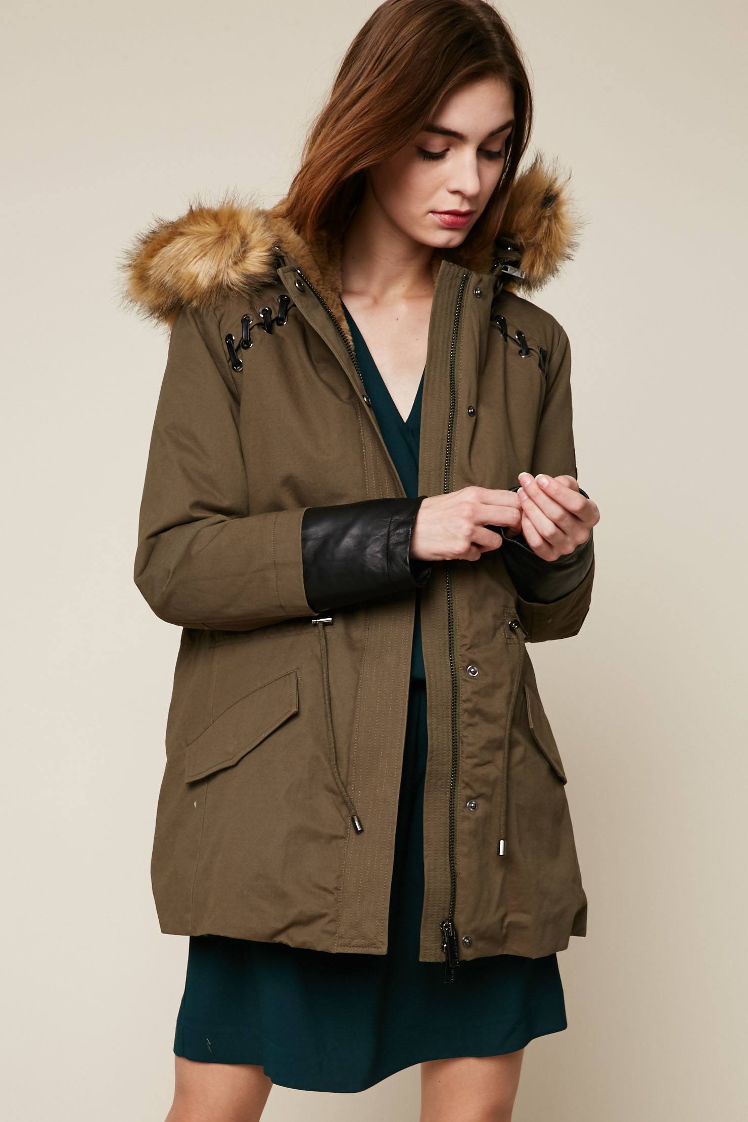 ikks parka femme kaki