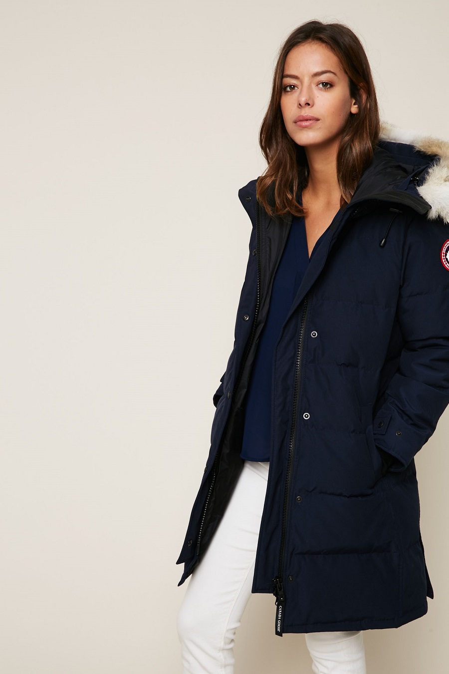 parka capuche bleu marine femme