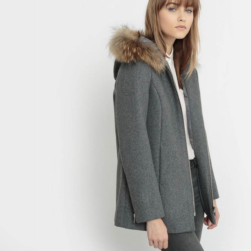 Manteau en drap de laine Laura gris Karl Marc John