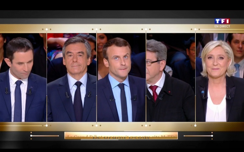 Les cinq principaux candidats à l'élection présidentielle sont entrés lundi soir sur TF1