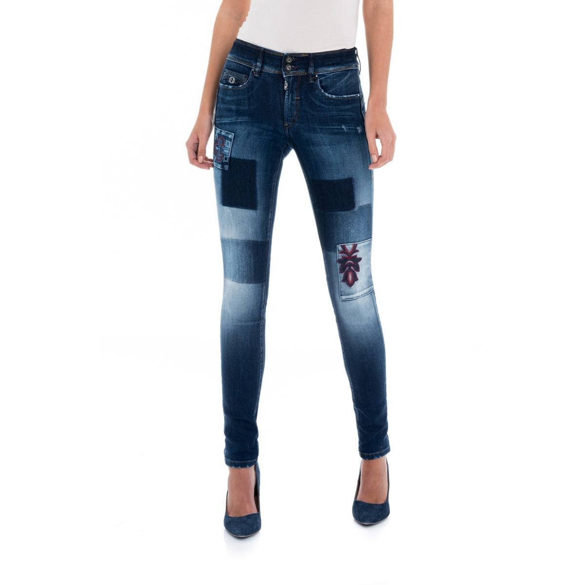 Jeans 1st level avec patchwork bleu Salsa